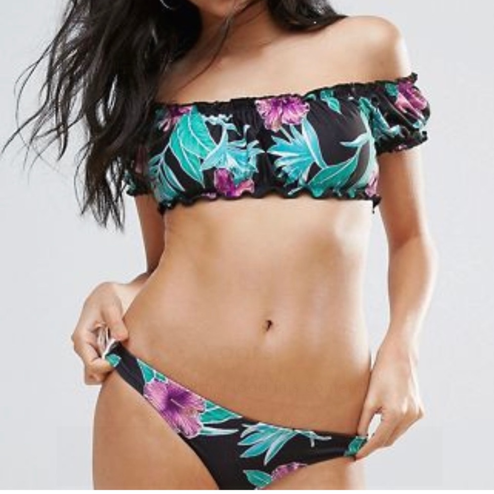 ASOS Motel Paradise tropical print Bikini Top